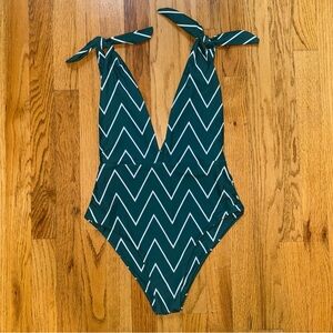 Chevron Patterned One Piece Swimsuit